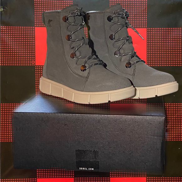 Sorel Explorer III Joan Womens 8 Quarry Chalk Waterproof Insulated WP Boots - Picture 1 of 12